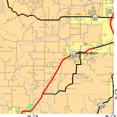 Zip code 72730 close-up map