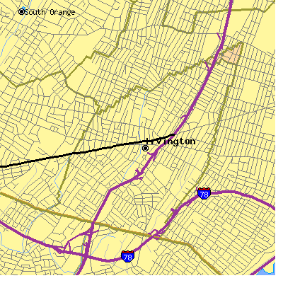 Zip code 07111 close-up map