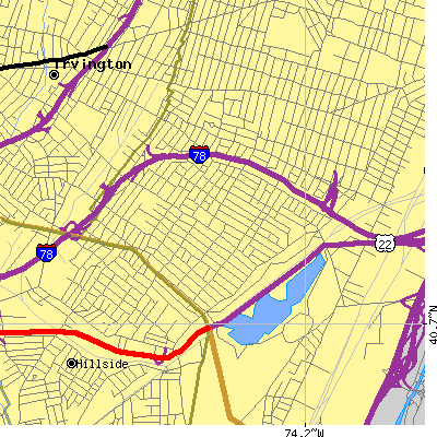Zip code 07112 close-up map