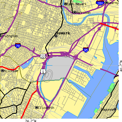 Zip code 07114 close-up map