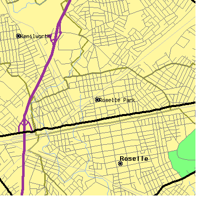 Zip code 07204 close-up map
