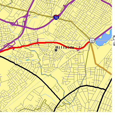 Zip code 07205 close-up map