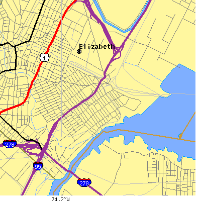 Zip code 07206 close-up map