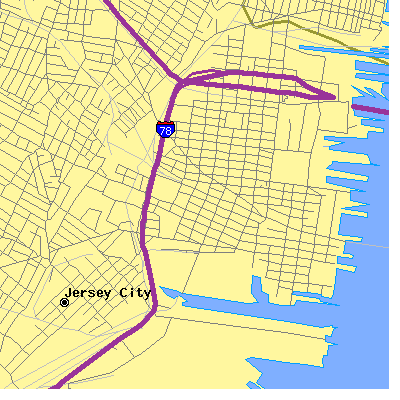 Zip code 07302 close-up map