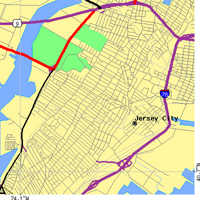 Zip code 07304 close-up map