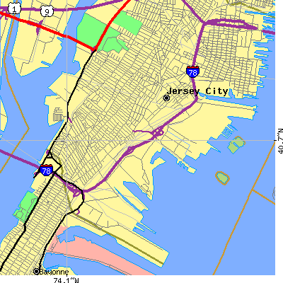 Zip code 07305 close-up map