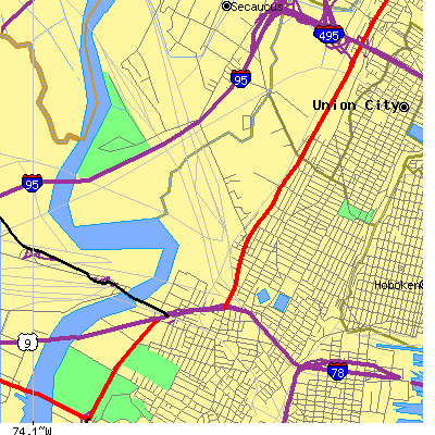 Zip code 07307 close-up map