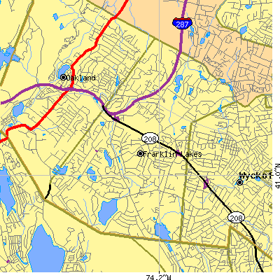 Zip code 07417 close-up map