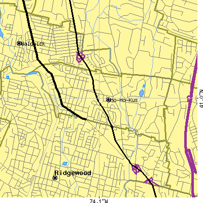 Zip code 07423 close-up map
