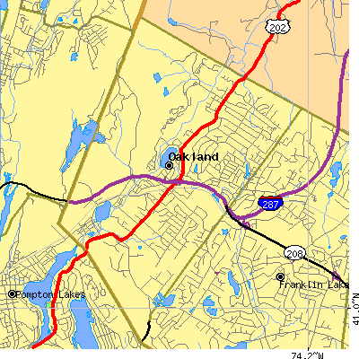 Zip code 07436 close-up map
