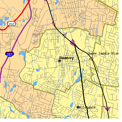Zip code 07446 close-up map