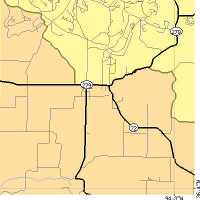 Zip code 72739 close-up map