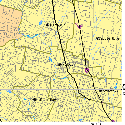 Zip code 07463 close-up map