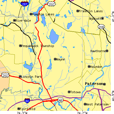 Zip code 07470 close-up map