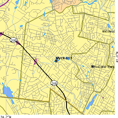 Zip code 07481 close-up map