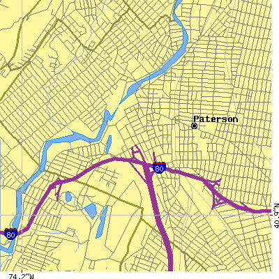 Zip code 07501 close-up map