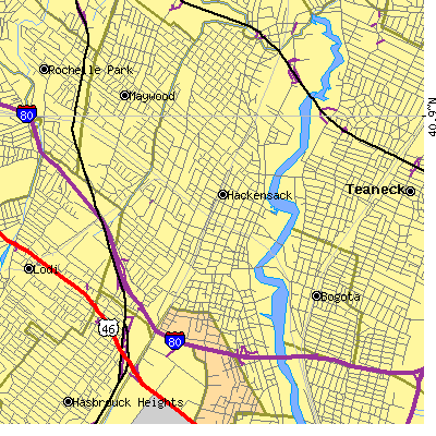 Zip code 07601 close-up map