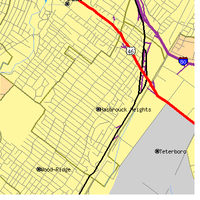 Zip code 07604 close-up map