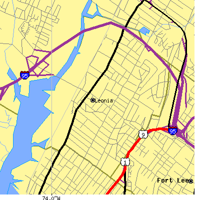 Zip code 07605 close-up map