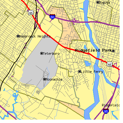 Zip code 07606 close-up map