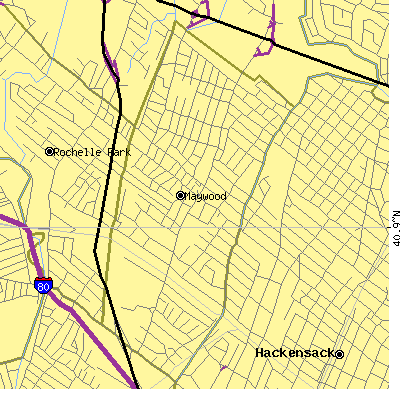 Zip code 07607 close-up map