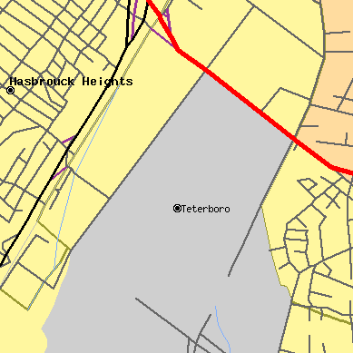 Zip code 07608 close-up map