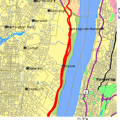 Zip code 07620 close-up map