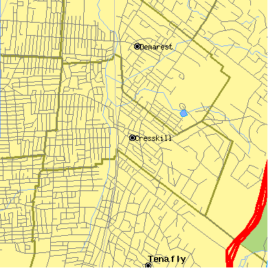 Zip code 07626 close-up map