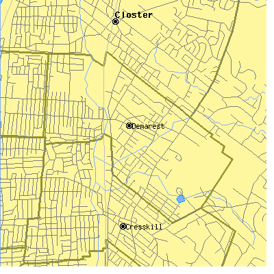 Zip code 07627 close-up map
