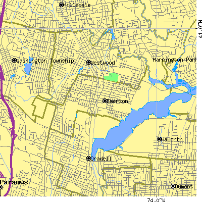 Zip code 07630 close-up map