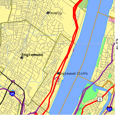 Zip code 07632 close-up map