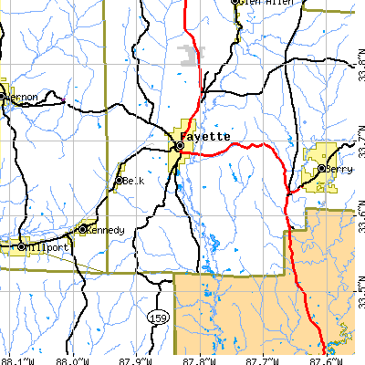 Zip code 35555 close-up map