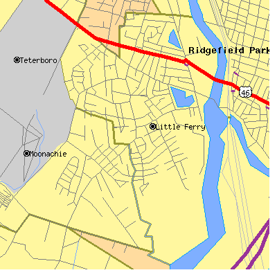 Zip code 07643 close-up map