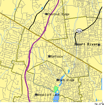 Zip code 07645 close-up map