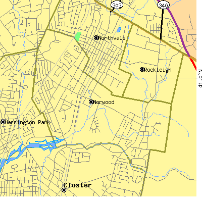 Zip code 07648 close-up map