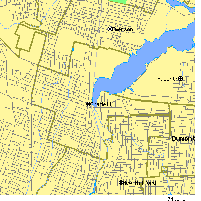 Zip code 07649 close-up map