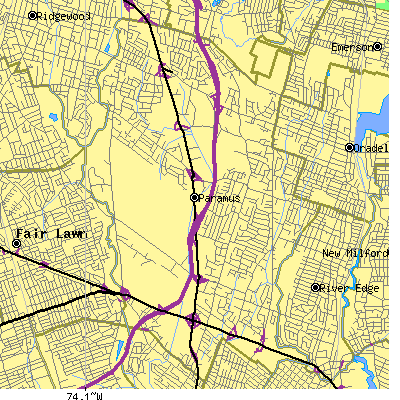 Zip code 07652 close-up map