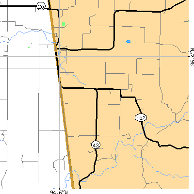Zip code 72747 close-up map