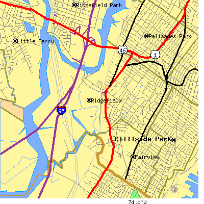 Zip code 07657 close-up map