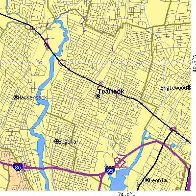 Zip code 07666 close-up map