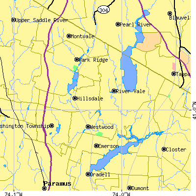 Zip code 07675 close-up map