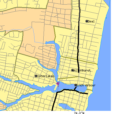 Zip code 07711 close-up map