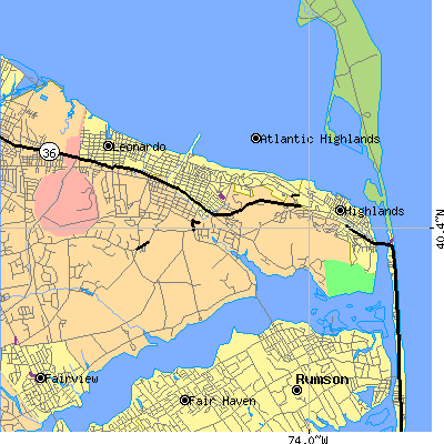 Zip code 07716 close-up map