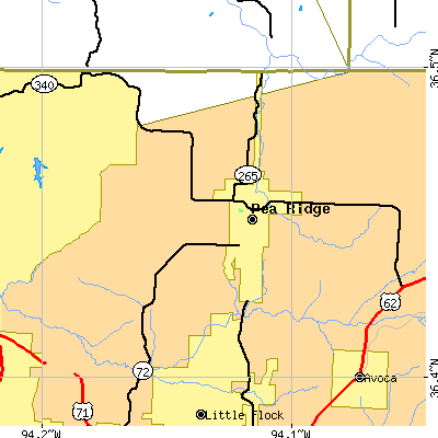 Zip code 72751 close-up map