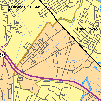 Zip code 07721 close-up map
