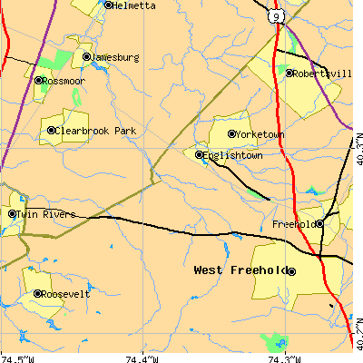 Zip code 07726 close-up map