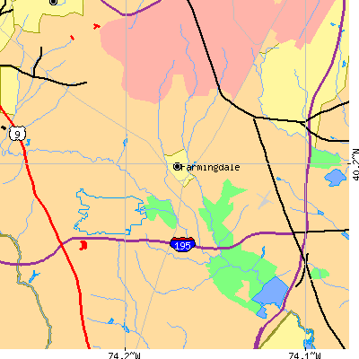 Zip code 07727 close-up map