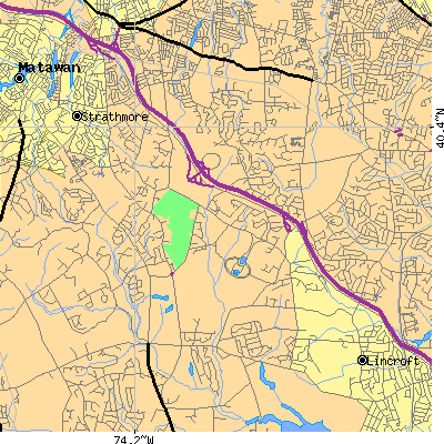 Zip code 07733 close-up map