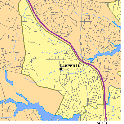 Zip code 07738 close-up map