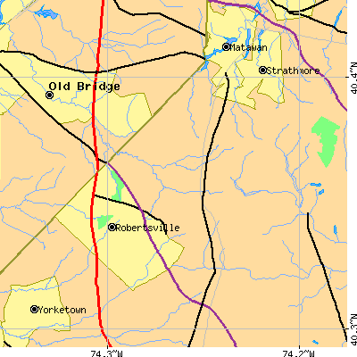 Zip code 07751 close-up map